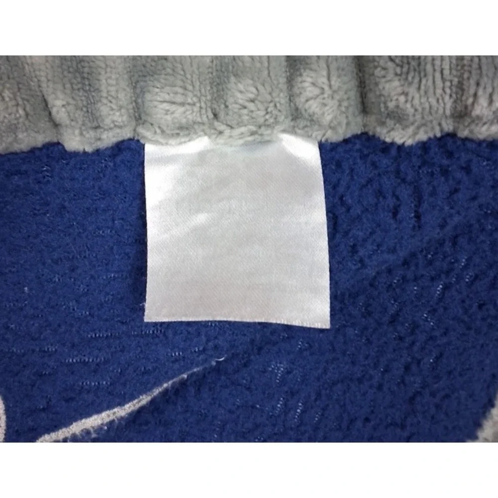 Cribmates Blue Baby Bear Blanket Gray Ribbed Trim Navy Boy Soft Fleece